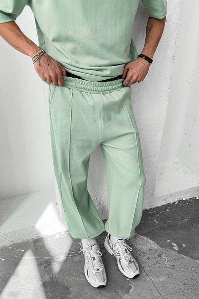 HAFKAGİYİM Mint Green Cozy Premium Σχεδιασμένη Φούτερ με λαστιχένια πόδια