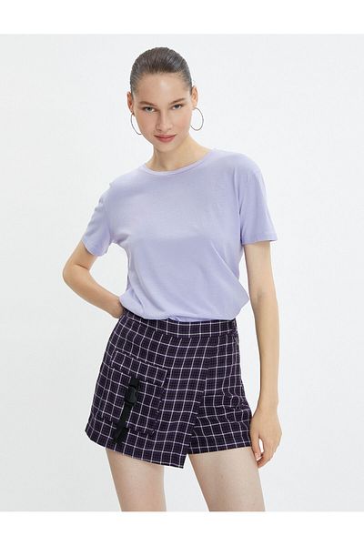 Koton Tricou de bază din bumbac cu mânecă scurtă cu decolteu