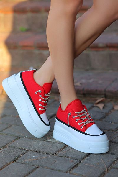 Madam Tarz Frm-117 High Sole Linen Stone Sports