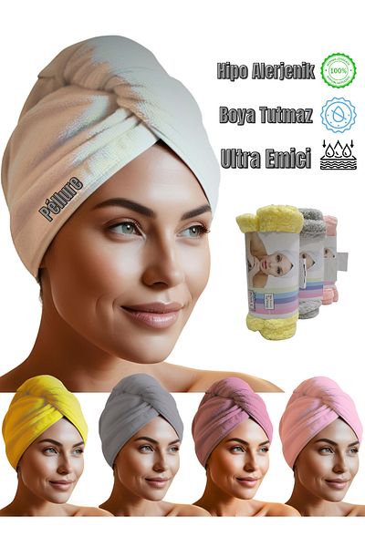 pellure Microfiber Hair Drying Dye Towel Beach Pool Cap Dye Resistant Magic Towel