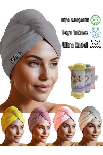 pellure Microfiber Hair Drying Dye Towel Beach Pool Cap Dye Resistant Magic Towel