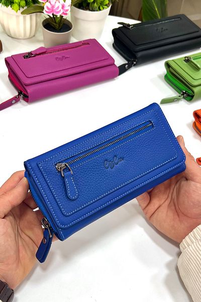 CüzCan Berlin Saks Blue Genuine Leather Ultra Useful Women's Wallet