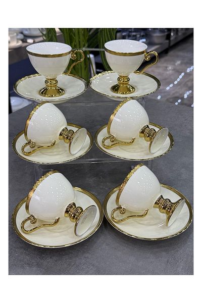 ACAR Thelma Gold 6-Piece Coffee Cup Set Cream