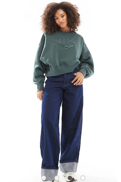 Nike Phoenix Fleece Oos Logo Crew Women's Sweatshirt Fv7674-338 Aslan Sport