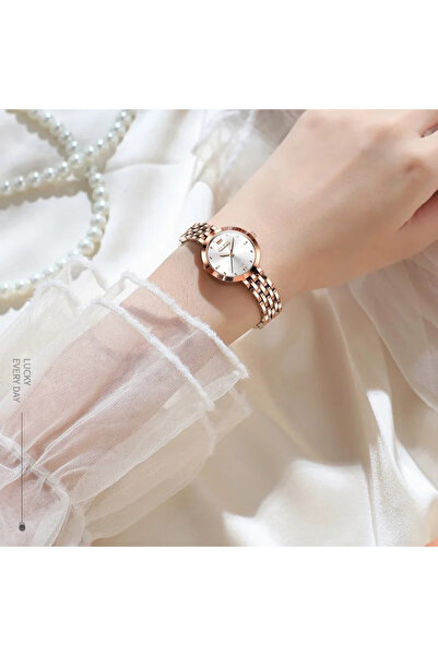 OLEVS Ceas De Dama Cs1558, Otel Inoxidabil, Rose Gold, Cadran Alb