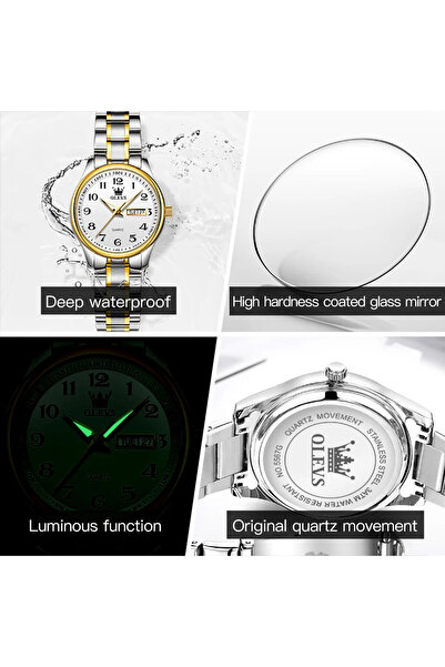 OLEVS Ceas De Dama Cs1536, Otel Inoxidabil, Argintiu, Cadran Alb