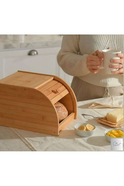 KARALYAN Bamboo Bread Box, Bread Cabinet, Narrow Space Bamboo Bread Box 27*20 cm