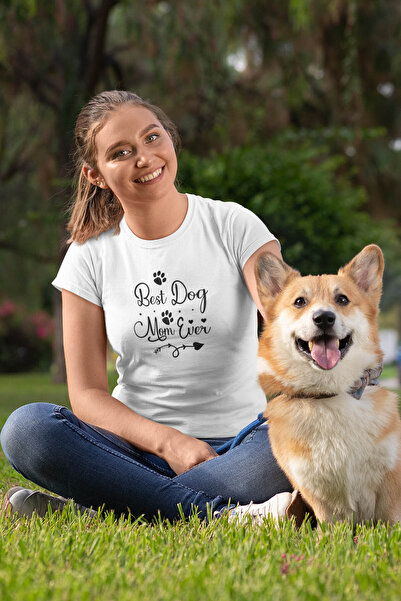 qoeuyl boutique تي شيرت أبيض مطبوع عليه Best Dog Mom Ever No:2 هدية عيد الأم ...