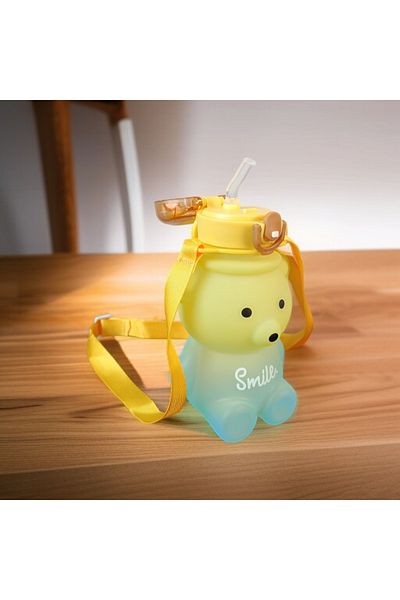 imsaconcept Teddy Bear Water Bottle with Straw for Kids Bpa Free 1St Grade Quality
