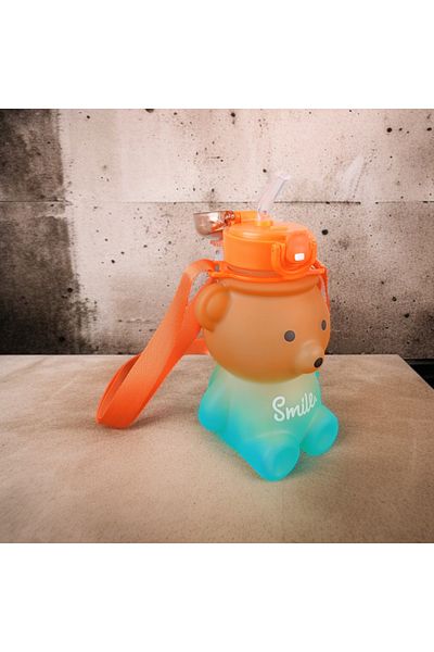 imsaconcept Teddy Bear Water Bottle with Straw for Kids Bpa Free 1St Grade Quality