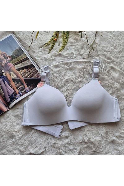 HS İÇ GİYİM Women's Unfilled Underwireless Thick Strap C Cup Lotus Bra