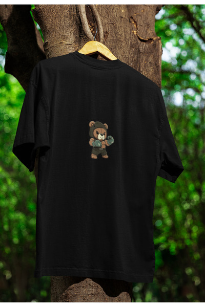 MG Boxer Bear Printed Unisex Crew Neck Cotton Oversize Short Sleeve T-Shirt