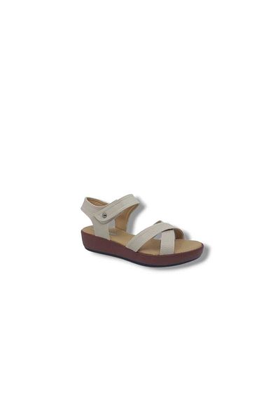 Zerhan 1017 Women's Cream Velcro Daily Use Sandals Shoes