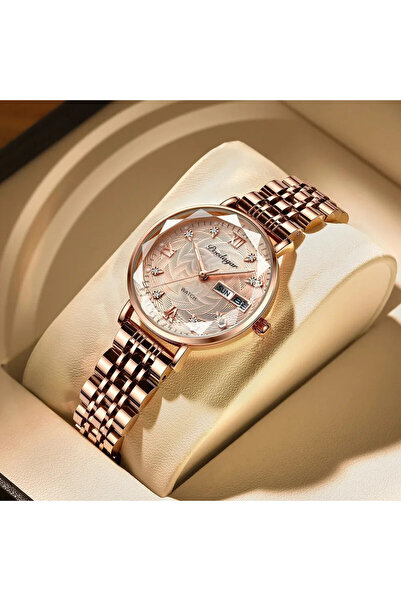 POEDAGAR Ceas dama , otel inoxidabil, auriu, cadran crem