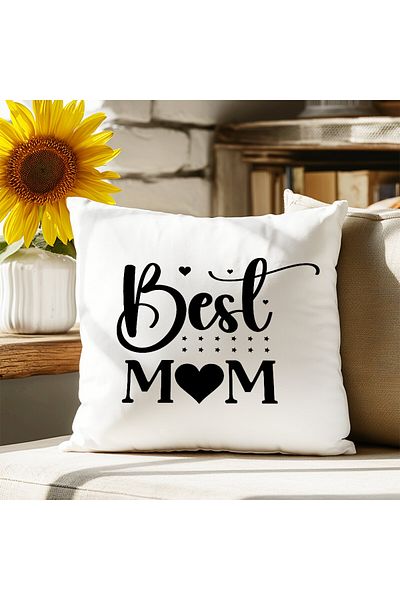 qoeuyl boutique Best Mom Printed Mother's Day Gift Fiber Filled Satin Decorative Pillow