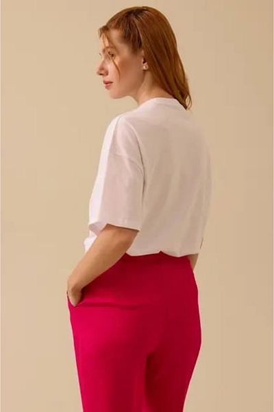 SEÇİL Tricou de damă cu imprimeu cu detalii de piatră - alb