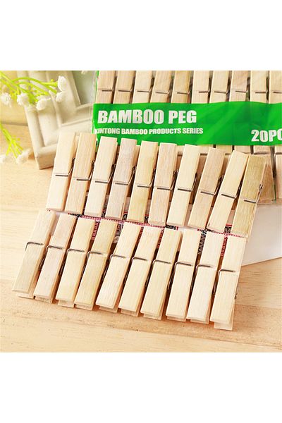 Choice 20pc 20pcs Rust-Proof Wooden Clothespins Set - Large, Natural Wood, Multipurpose Clips for Classroom