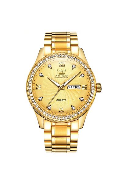 OLEVS Men's Watch Cs1709, Stainless Steel, Gold, Gold Dial