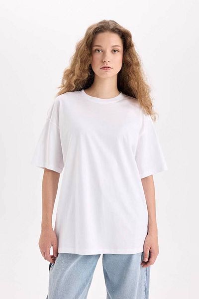 DeFacto Tricou de damă Wide Fit Basic alb V4136az/wt34