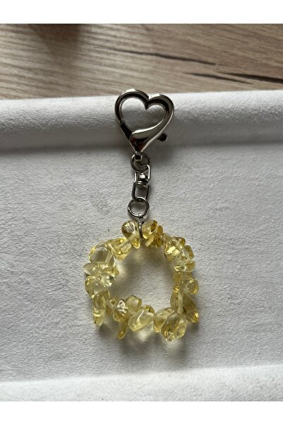 Pel Design Breloc cu inimă din piatră de citrin