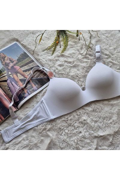 HS İÇ GİYİM Women's Unfilled Underwireless Thick Strap C Cup Lotus Bra
