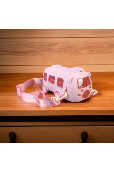 imsaconcept Bus Design Tritan Water Bottle with Straw for Kids 500 ml Bpa Free 1St Grade Quality