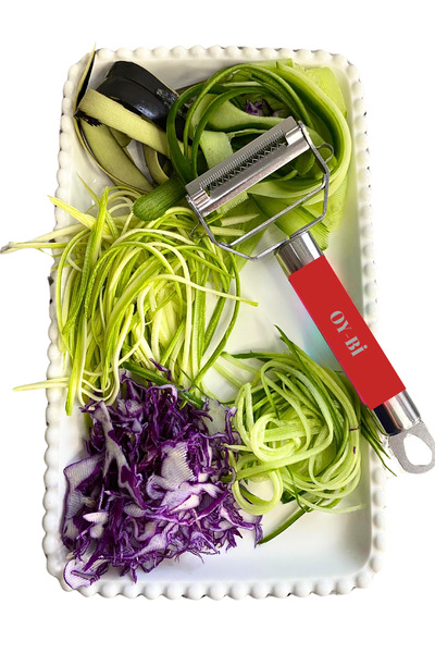 OY-Bİ Oy-Bi 2-Piece Kitchen Set Turbo Julienne Fruit and Vegetable Peeler & Local Eggplant Pumpkin Carving Knife