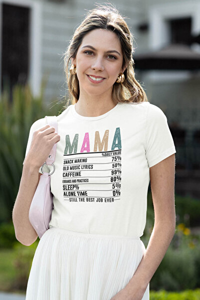 Mother Besin Tablosu Baskılı Anneler Günü Hediyelik Beyaz %100 Pamuklu T Shirt