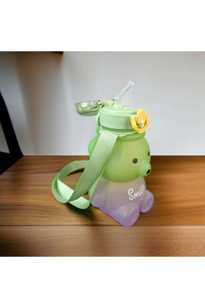 imsaconcept Teddy Bear Water Bottle with Straw for Kids Bpa Free 1St Grade Quality