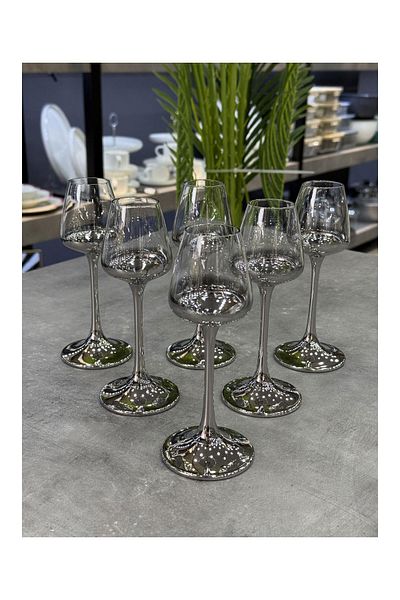 Doğudeko Luxury Czechoslovakia Crystal Thin Foot Silver Coffee Side Cups