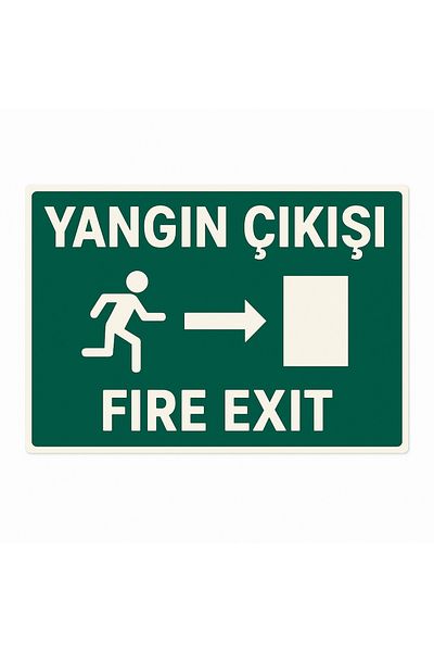 Gündoğdu Fire Exit Fire Exıt Right Warning Sign 23X35 cm