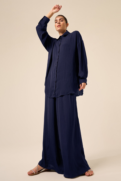 Ceremony Front Buttoned Tunic Suit with Trousers 5968 Navy Blue