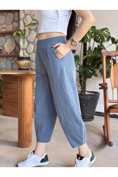 Bliss Dale Beli Lastikli Rahat Kesim Pantolon
