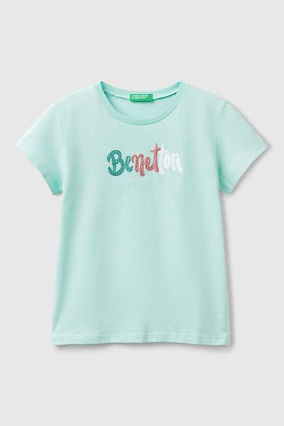 Benetton Μπλουζάκι με λογότυπο για κορίτσια Bnt - Πράσινο Μέντα