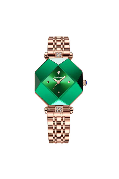 POEDAGAR Ceas Dama Cs1499, Otel Inoxidabil, Rose Gold, Cadran Verde