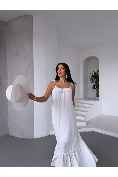 Ekim Store Φαρδύ μάξι φόρεμα με ρυθμιζόμενο λεπτό λουράκι στο λαιμό