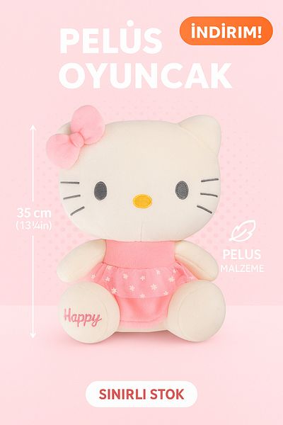 Hello Kitty Toy Plush with Ribbon and Clothes 40 cm Large Size