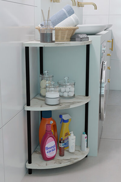 BARIN DESIGN رف زاوية مدمج من 3 طبقات رف عصري متعدد الأغراض حمام متعدد الأغرا...