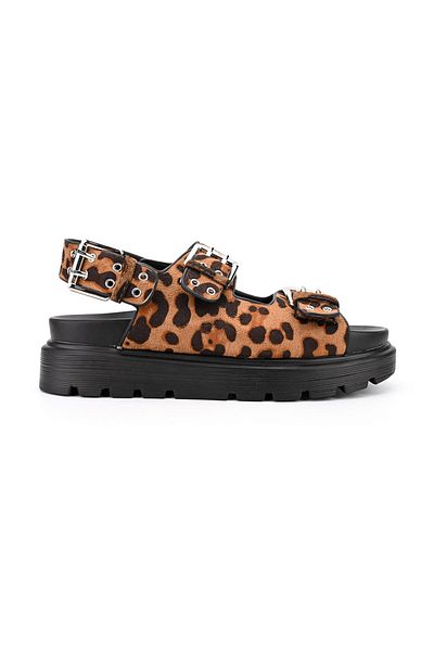 Tmall Sandale de damă, cu platformă, din piele ecologică, Sa60, model leopard