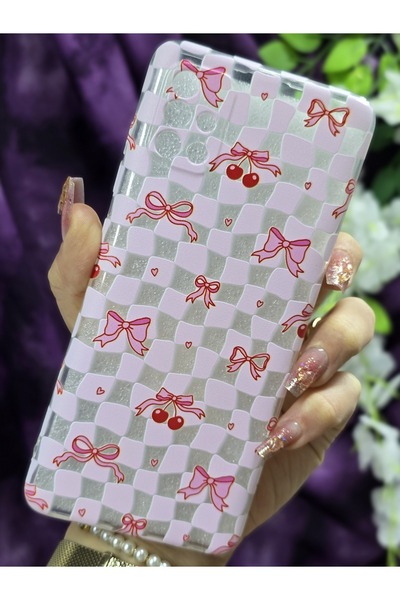 Magic Ring Samsung Galaxy A71 Uyumlu Fiyonklar ve Kiraz Desenli Şeffaf Telefo...