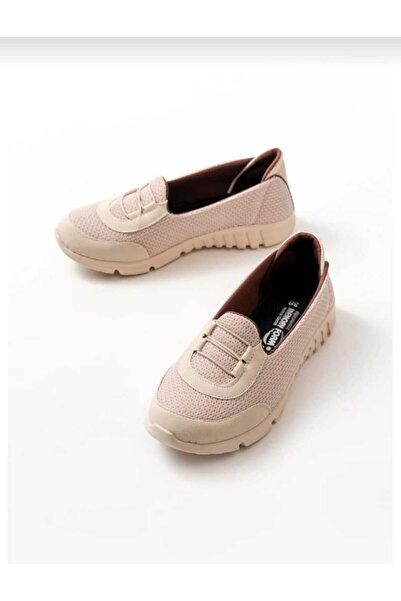 BAYRAMOĞLU KUNDURA Byk 0020 Women's Flat Shoes with Elastic Laces Detailed Daily Walking Sports Mother's Shoes