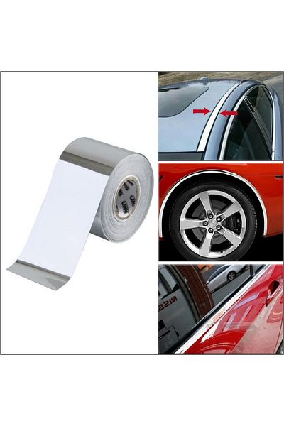 Avex Rolă de folie cromată pentru atașarea ornamentelor sau ornamentelor auto, 150 x 5 cm