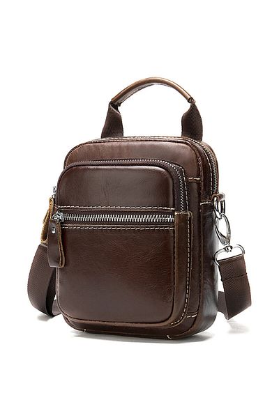 delis Men's Shoulder Bag, Oberon Gt2748, Genuine Leather, Brown