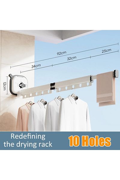 Choice 2 white fold Sucker Folding Clothes Hanger Indoor Retractable Cloth Drying Rack Space Saving Home La