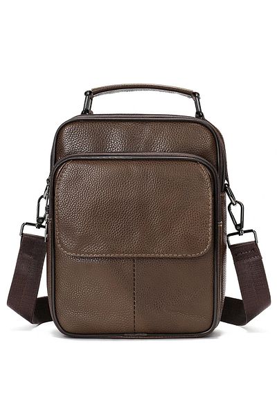 delis Men's Shoulder Bag, Atomis Gt2592, Genuine Leather, Brown