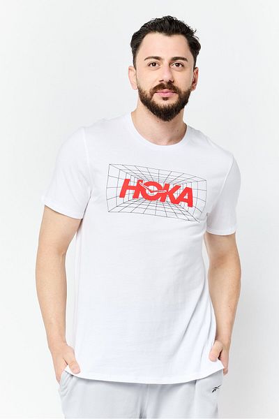 hoka Men Sportswear Fit Short Sleeve Outdoor T-shirt, White