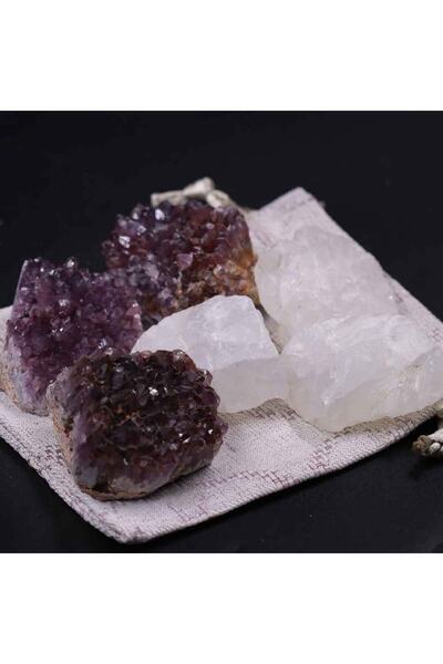 MYTAKIAĞACIMFH Ametist Taşı-ay Taşı Işlenmemiş Parça Doğal Taş Ham Kütle 35-55gr 2'li Set