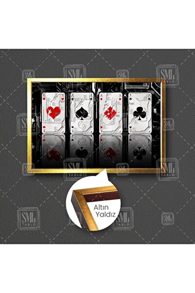 SML TABLO Poker Kartları Yansıma Casino Sinek Kupa Maça Karo Çerçeveli Yatay ...