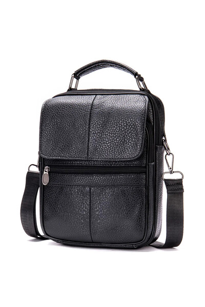 delis Ανδρική τσάντα ώμου, Conrad Gt2058, γνήσιο δέρμα, μαύρη