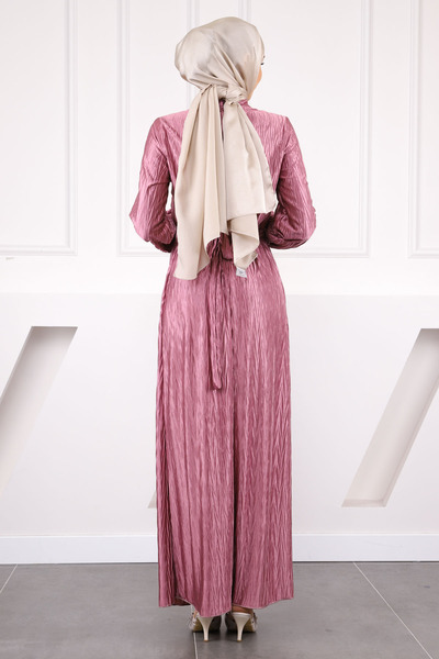 İmajButik Φόρεμα Dusty Rose Πλισέ Κρασ